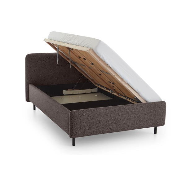 Antracitno siva oblazinjena zakonska postelja s prostorom za shranjevanje z letvenim dnom 140x200 cm Primo – Meise Möbel-image-3