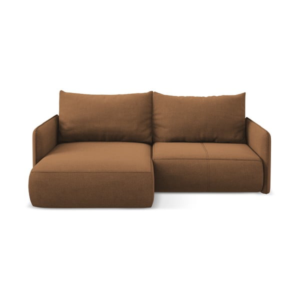 Oranžna raztegljiva/s prostorom za shranjevanje kotna sedežna garnitura (levi kot) Nanea – Makamii