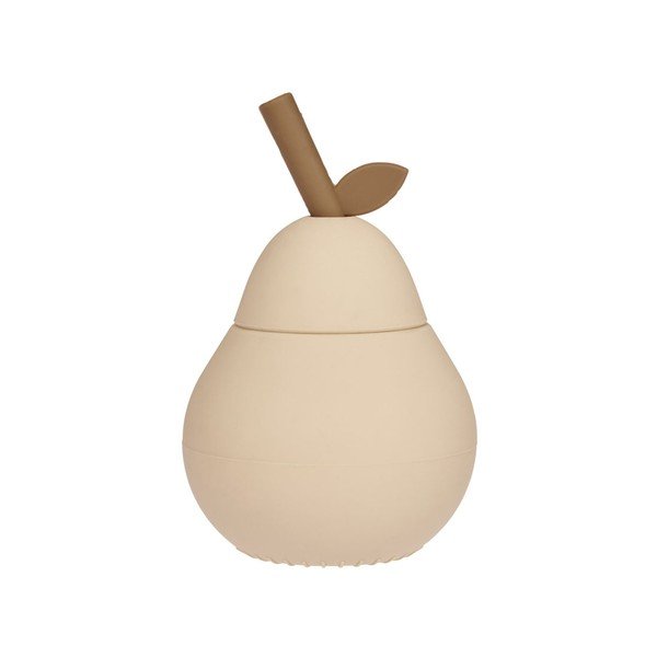 Kremno bela silikonska otroška skodelica Pear – OYOY Mini