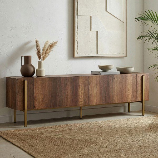 TV omarica v orehovem dekorju v temni naravni barvi 180x45x30 cm Nexus – Kalune Design-image-2