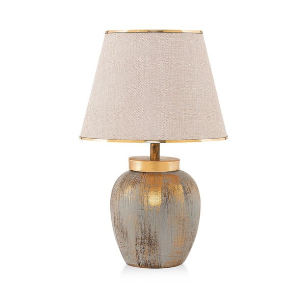 Kremno bela/v zlati barvi namizna svetilka s tekstilnim senčilom (višina 47 cm) Yakamoz – Opviq lights-image-2