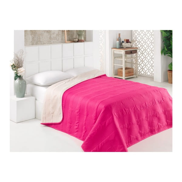 Roza in bela obojestranska posteljna prevleka iz mikrovlaken, 160 x 220 cm