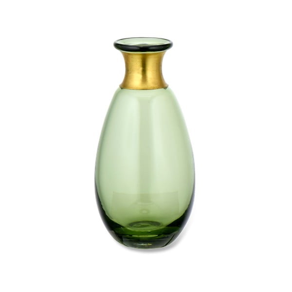 Zelena steklena vaza Nkuku Miza, višina 14 cm
