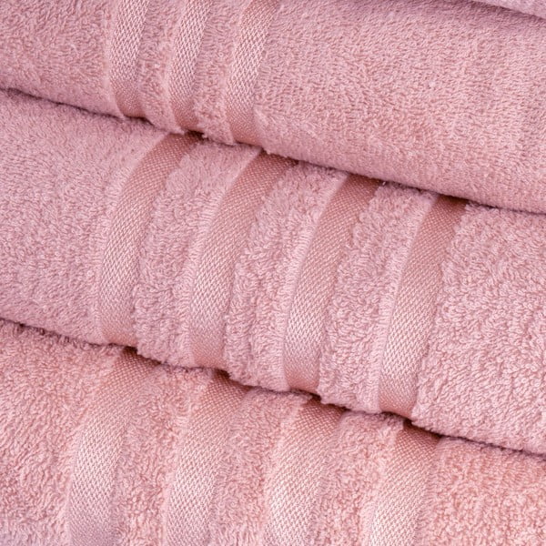 Rožnata frotirna bombažna brisača 50x100 cm Simple – Casa Selección-image-1