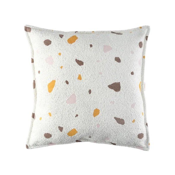 Kremno bela otroška blazina iz tkanine bouclé in šenilje Terrazzo Block – Wigiwama