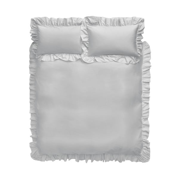 Siva bombažna posteljnina Bianca Frill, 200 x 200 cm