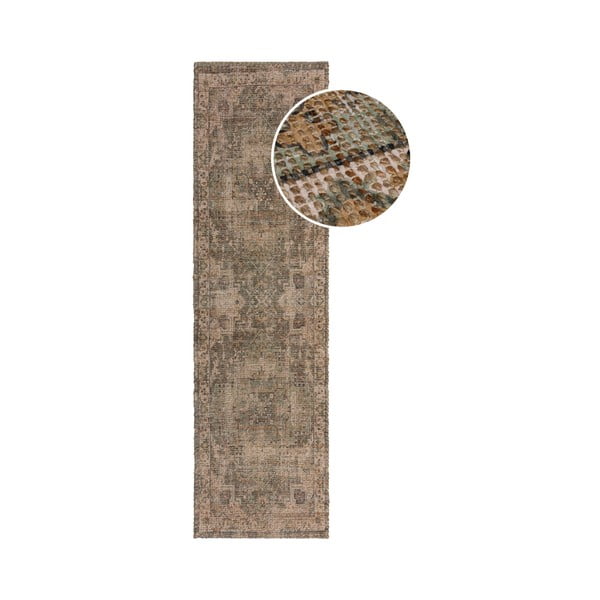 Kaki zelen ročno tkan tekač iz mešanice jute 60x230 cm Selena Jute Traditional – Flair Rugs