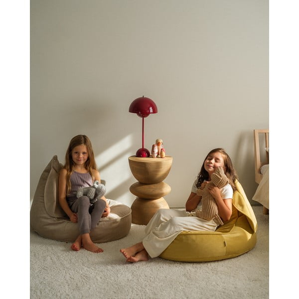 Bež žametna otroška vreča za sedenje Bunny – Wigiwama-image-4