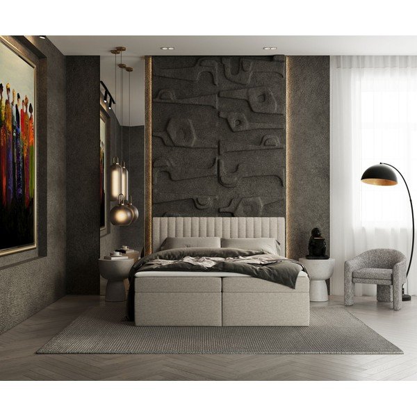 Bež boxspring postelja s prostorom za shranjevanje 160x200 cm Spencer – Maison de Rêve-image-3