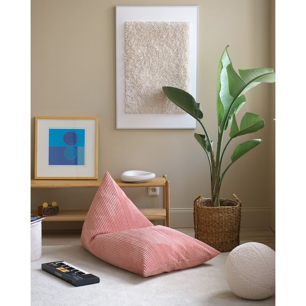 Rožnata otroška vreča za sedenje iz rebrastega žameta Big Lounger – Wigiwama-image-2