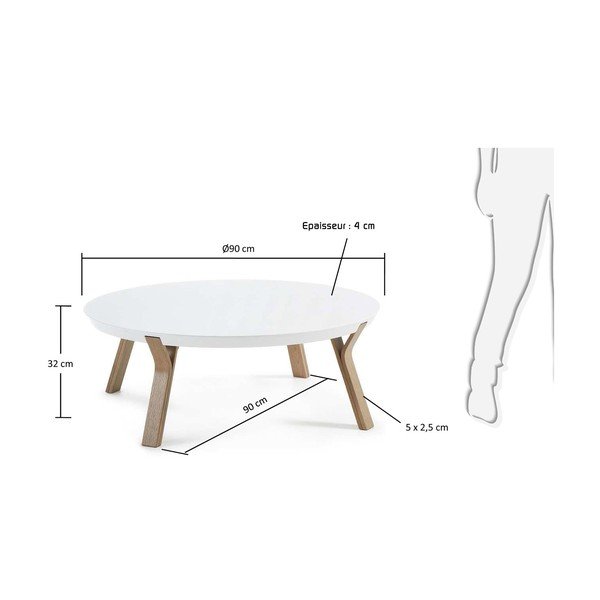 Bela kavna mizica Kave Home Solid, Ø 90 cm-image-2