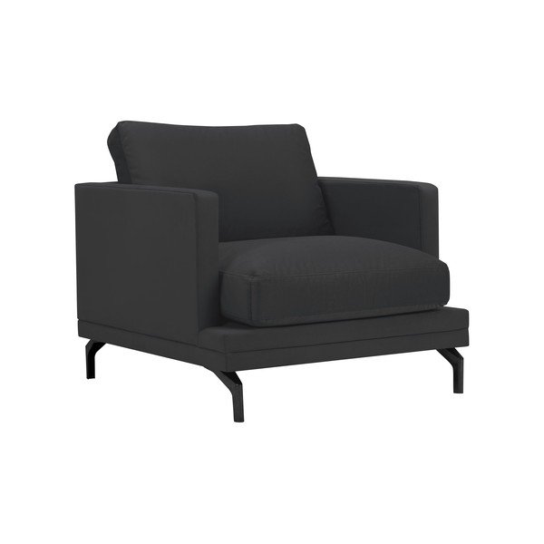Temno siv fotelj z naslonom za noge v črni barvi Windsor & Co Sofas Jupiter-image-1