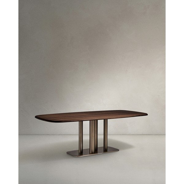 Jedilna miza v orehovem dekorju 100x180 cm Melvar – Kave Home-image-3