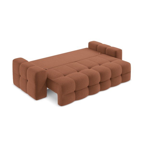 Raztegljiva sedežna garnitura iz tkanine bouclé v barvi terakote 255 cm Milu – Makamii-image-3