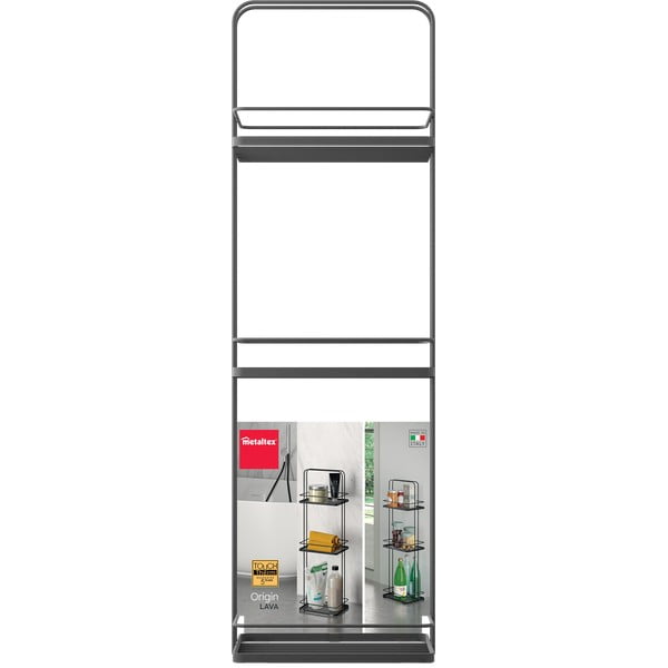 Mat črna jeklena kopalniška polica Lava – Metaltex-image-4