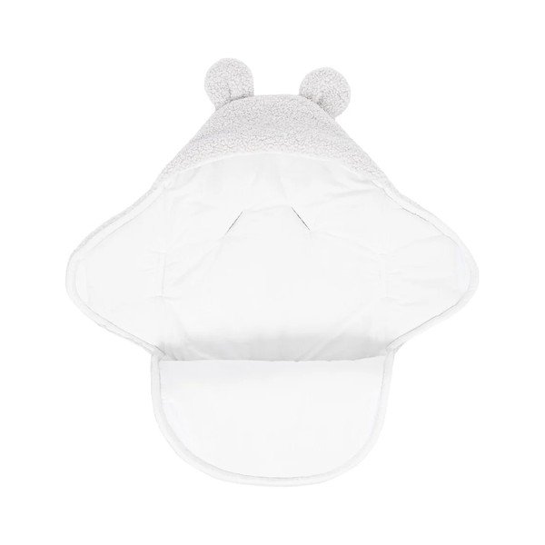 Slonokoščena odeja za povijanje dojenčka iz sherpa flisa 45x80 cm – Meowbaby-image-1