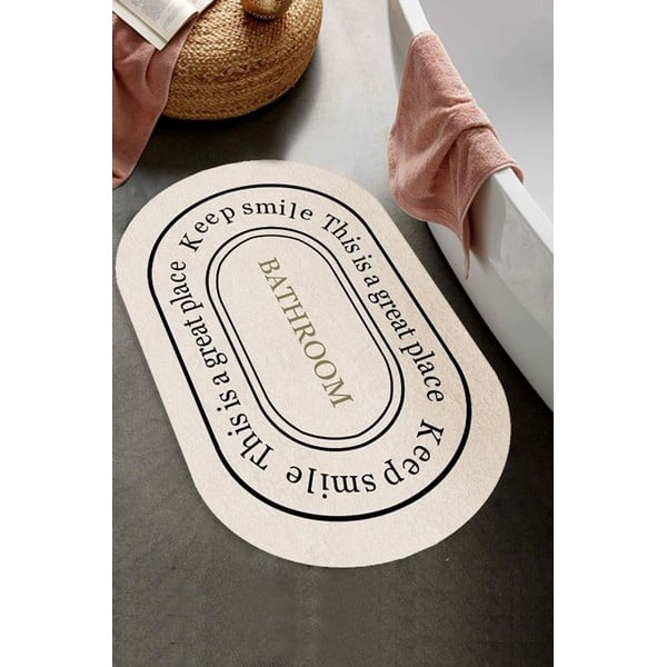 Kremno bela žametna kopalniška preproga 60x100 cm – Mila Home-image-1