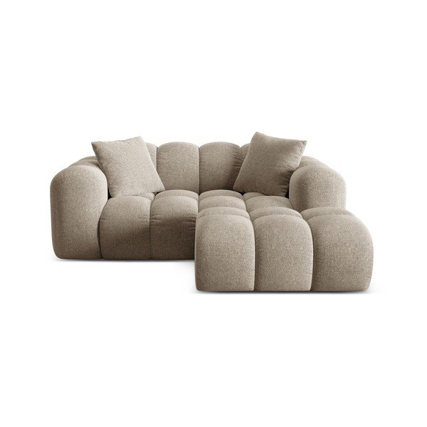 Svetlo rjava kotna sedežna garnitura iz šenilje (desni kot/z ležalnikom) Treno – Cosmopolitan Design