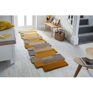Rumeno-bež volnen tekač Flair Rugs Collage, 60 x 230 cm