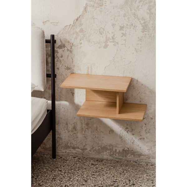 Stenska/s policami nočna omarica v hrastovem dekorju v naravni barvi Tann – noo.ma-image-1