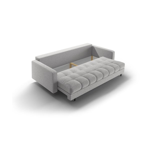 Svetlo siva raztegljiva sedežna garnitura s prostorom za shranjevanje iz tkanine bouclé 222 cm Bali – Cosmopolitan Design-image-4