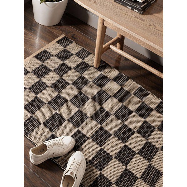 Črn/kremno bel ročno tkan tekač iz mešanice jute 80x200 cm Rex – Hanse Home-image-3