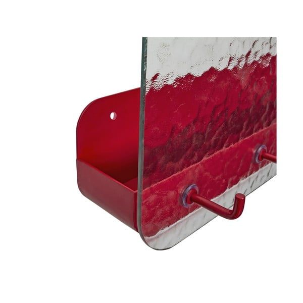 Rdeč kovinski stenski obešalnik s polico Shack - Hübsch-image-2