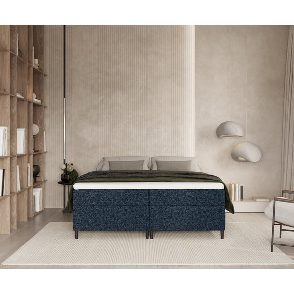 Temno modra boxspring postelja s prostorom za shranjevanje 140x200 cm Araya – Maison de Rêve-image-3