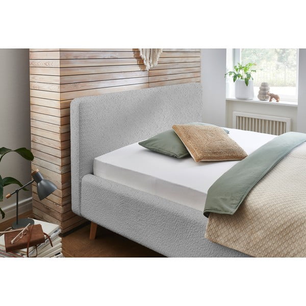 Svetlo siva oblazinjena zakonska postelja brez letvenega dna 140x200 cm Mattis – Meise Möbel-image-1