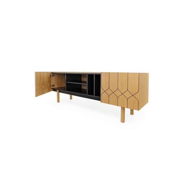 TV omarica v hrastovem dekorju v črni in naravni barvi 175x60 cm Porto - Woodman-image-4