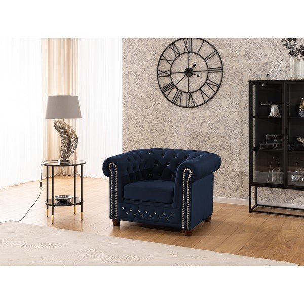 Moder žameten Chesterfield fotelj York Blik – Ropez-image-4