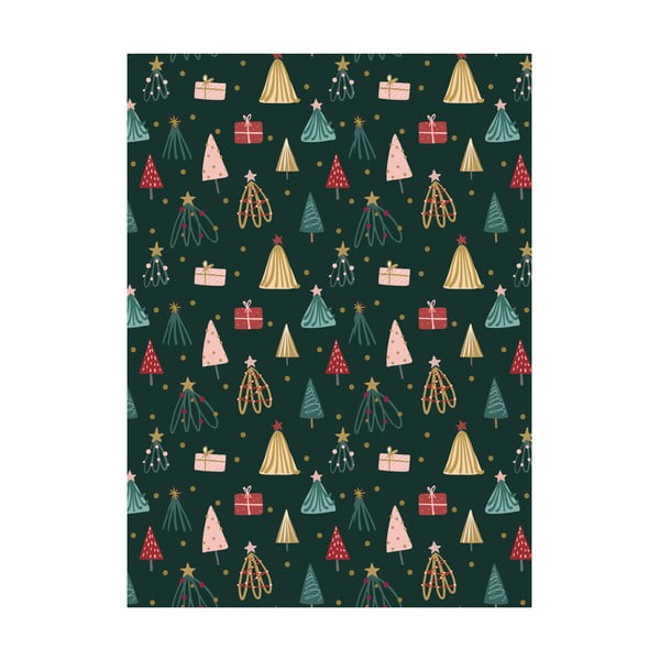 5 listov ovojnega papirja eleanor stuart Christmas Trees št. 4, 50 x 70 cm