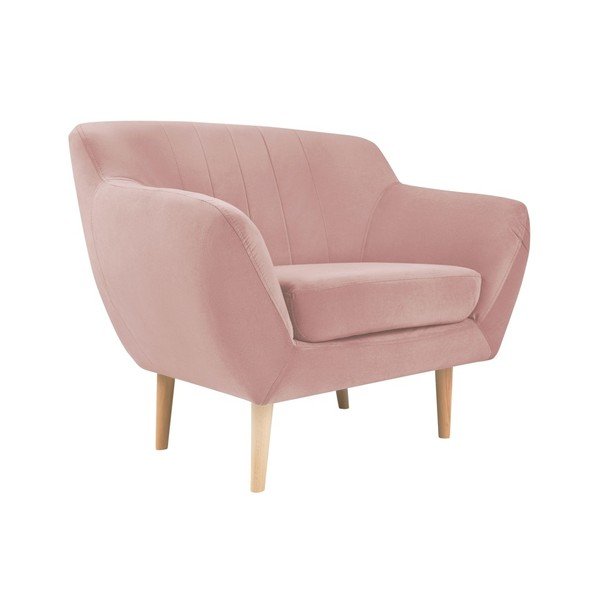 Svetlo roza žametni fotelj Mazzini Sofas Sardaigne-image-2