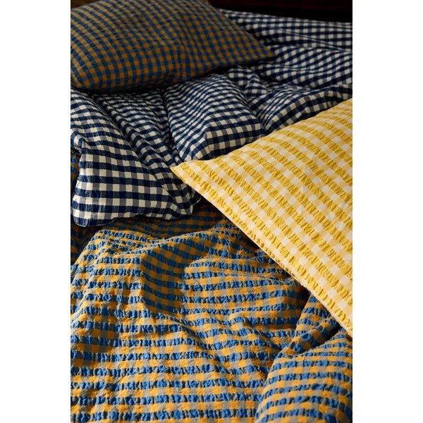 Oker rumena/modra posteljnina iz krepa 140x200 cm Bæk&Bølge – JUNA-image-4