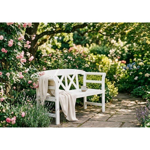 Bela lesena vrtna klop Vancouver - Garden Pleasure-image-1