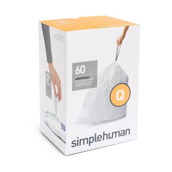 Vrečke za smeti 60 ks z zateznim trakom 65 l Q – simplehuman