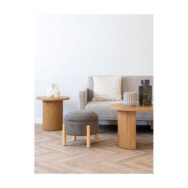 Rjav tabure iz tkanine bouclé Medas – House Nordic-image-4