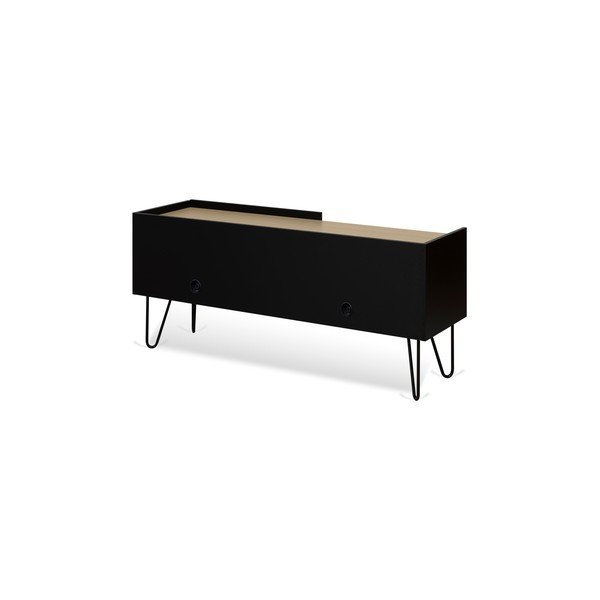 Črna komoda s policami in vrati TemaHome Nina, 140 x 59 cm-image-3
