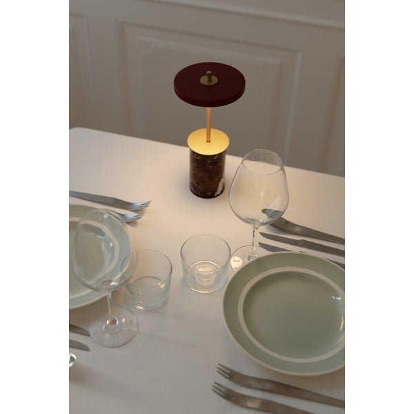 Rdeča marmorna LED zatemnitvena namizna svetilka s kovinskim senčnikom (višina 25,5 cm) Asteria Move Mini – UMAGE-image-3