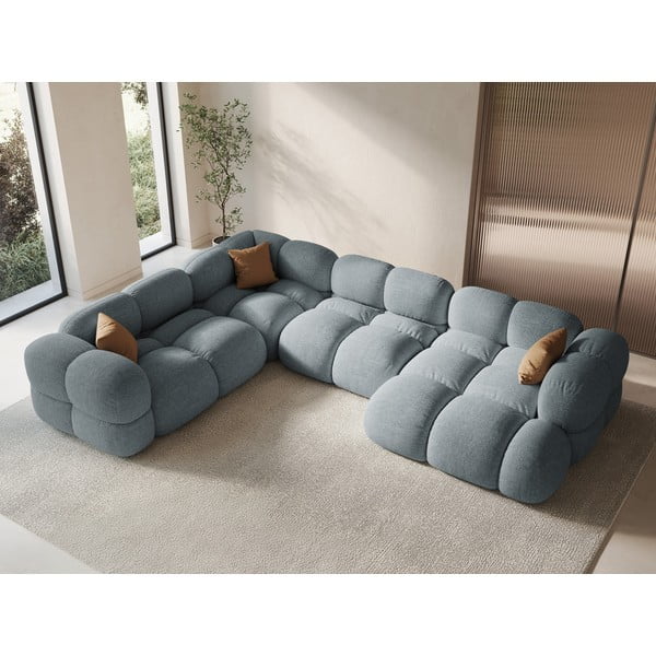 Svetlo modra kotna sedežna garnitura (levi kot/v obliki črke "U") Loretto – Cosmopolitan Design-image-1