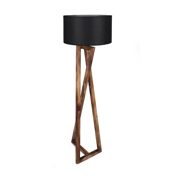 Črna/rjava stoječa svetilka s tekstilnim senčilom (višina 149 cm) Maçka – Opviq lights-image-4