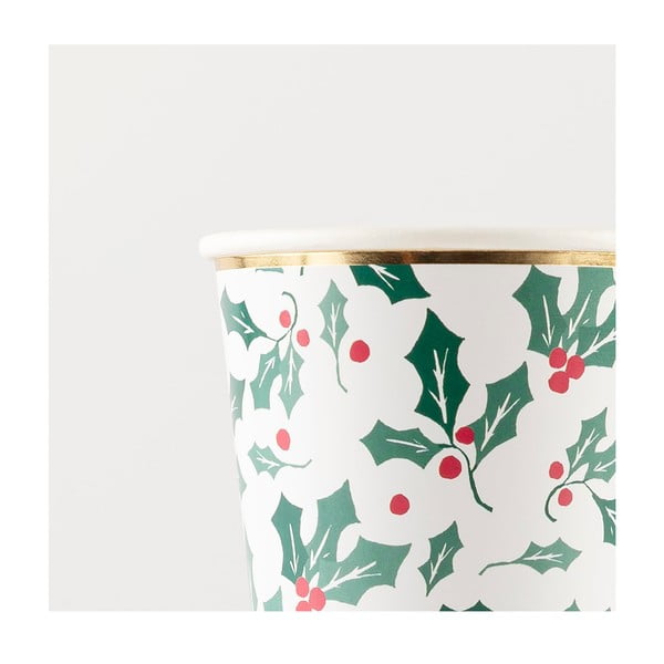 Papirnati kozarčki za enkratno uporabo v kompletu  8 ks Holly Pattern – Meri Meri-image-1