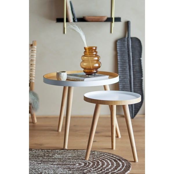 Bambusove okrogle stranske mizice v kompletu 2 ks ø 60 cm Cappuccino – Bloomingville-image-1