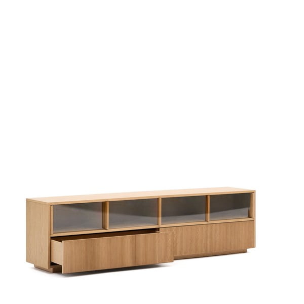 TV omarica v hrastovem dekorju v naravni barvi 200x54x40 cm Helvine – Kave Home-image-3