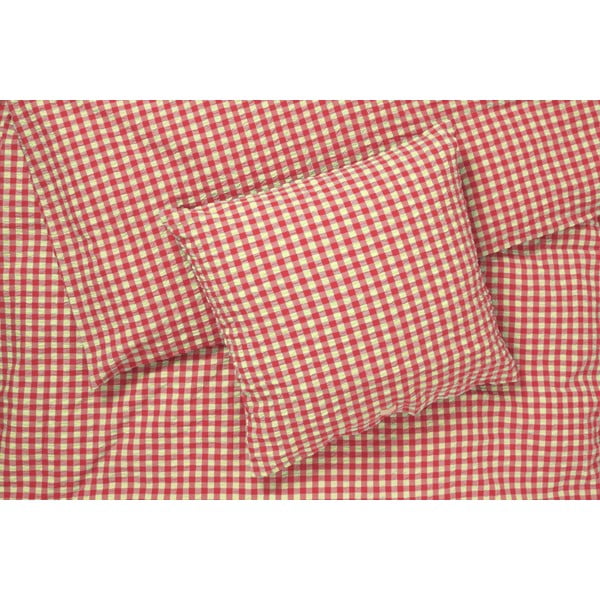 Rdeča/rumena podaljšana posteljnina za zakonsko posteljo iz krepa 200x220 cm Bæk&Bølge – JUNA-image-3