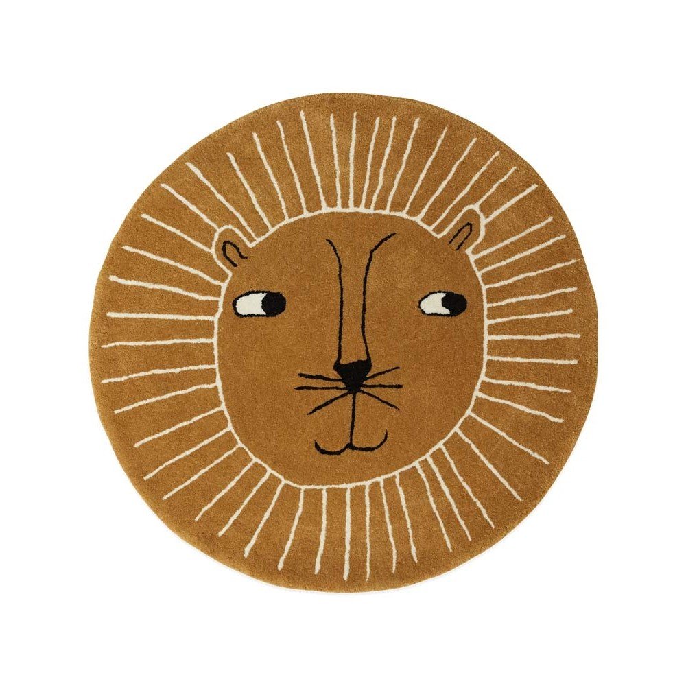 Rjava otroška preproga iz mešanice volne ø95 cm Lion