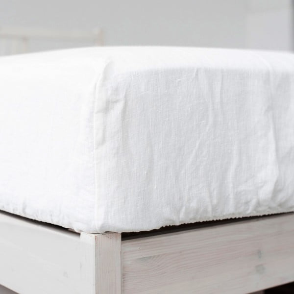 Bela napenjalna rjuha iz mešanice lana 200x200 cm – Linen Tales-image-2