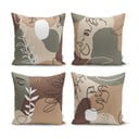 Komplet 4 prevlek za vzglavnik Minimalist Cushion Covers Drawing face, 43 x 43 cm