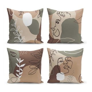 Komplet 4 prevlek za vzglavnik Minimalist Cushion Covers Drawing face, 43 x 43 cm