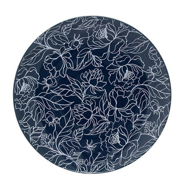 Temno moder krožnik Bloomingville Fleur, ⌀ 20 cm